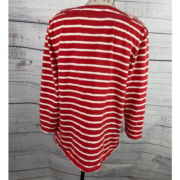Talbots Tee Shirt Womens XL Stripe Square Neck 3/4 Quarter Sleeve Cotton - Picture 4 of 10